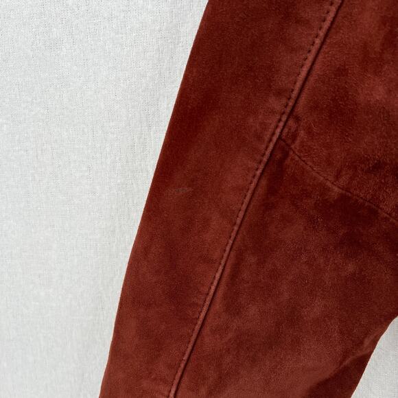 ALLSAINTS Plait Balfern Suede Biker Jacket Womens 6 Burgundy Maroon Moto Zip - Picture 14 of 16